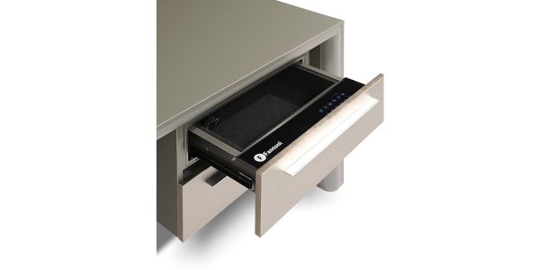 A hidden safe box with touch-sliding mechanism which is accessible by entering the code.